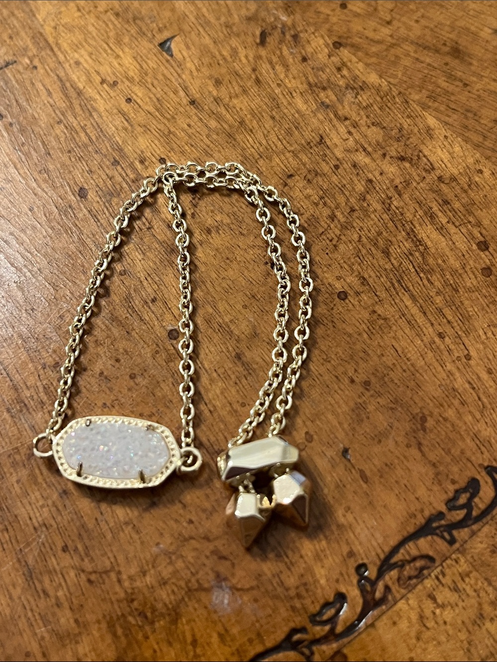 Elaina Gold Adjustable Chain Bracelet in Iridescent Drusy